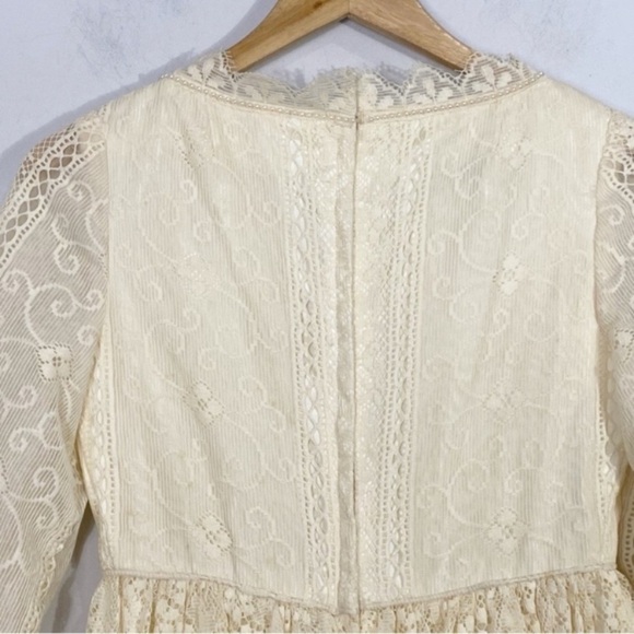 EMMA DOMB of California Vintage Lace Victorian Prairie Gown Wedding Dress Cream - Picture 11 of 16
